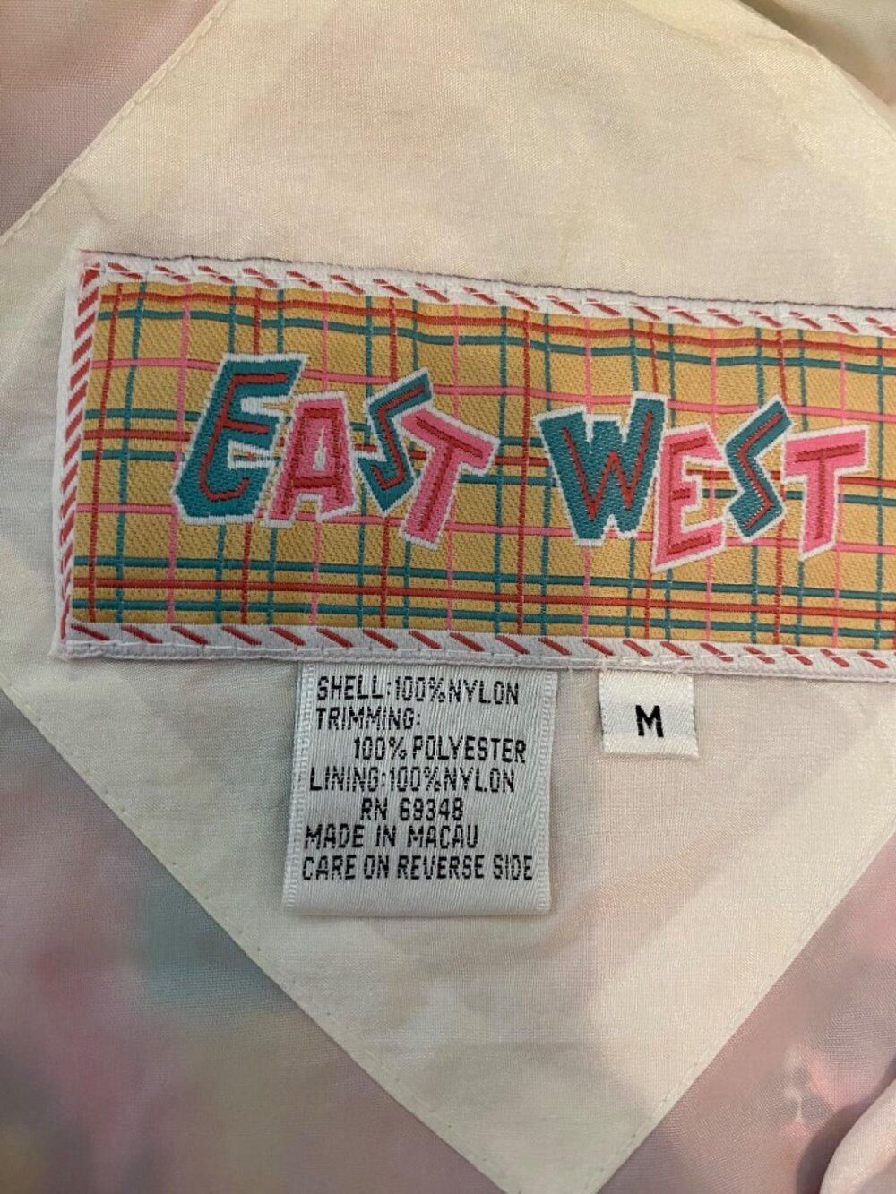 Vintage 80s East West Floral Patchwork Nylon Jacket Medium Pink White - Picture 3 of 9